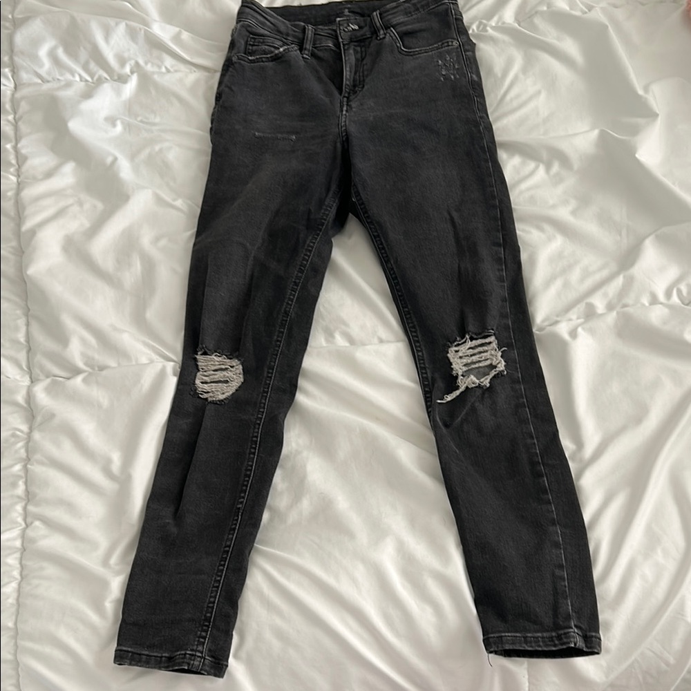 Topshop Black Ripped Skinny Jeans